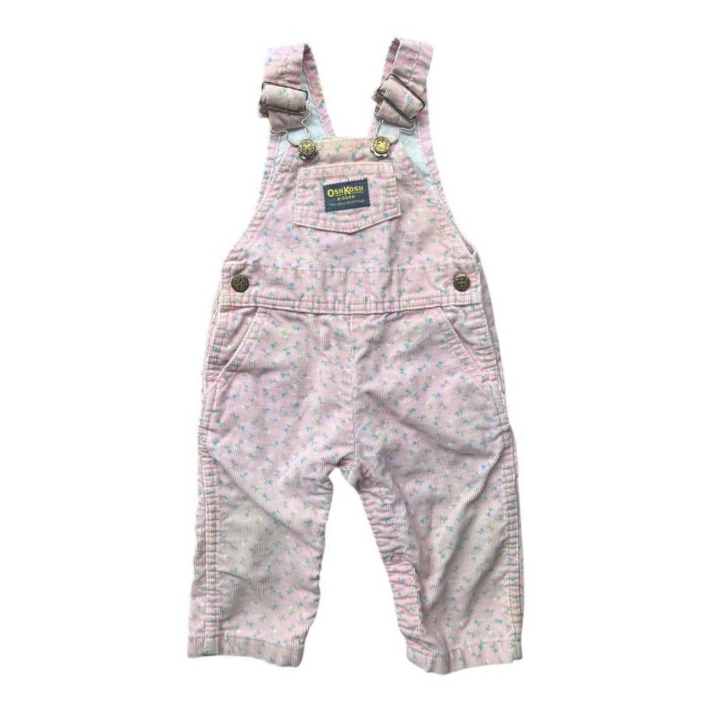 Vintage 90's Oshkosh B'gosh Pink Floral Corduroy Overalls 24m